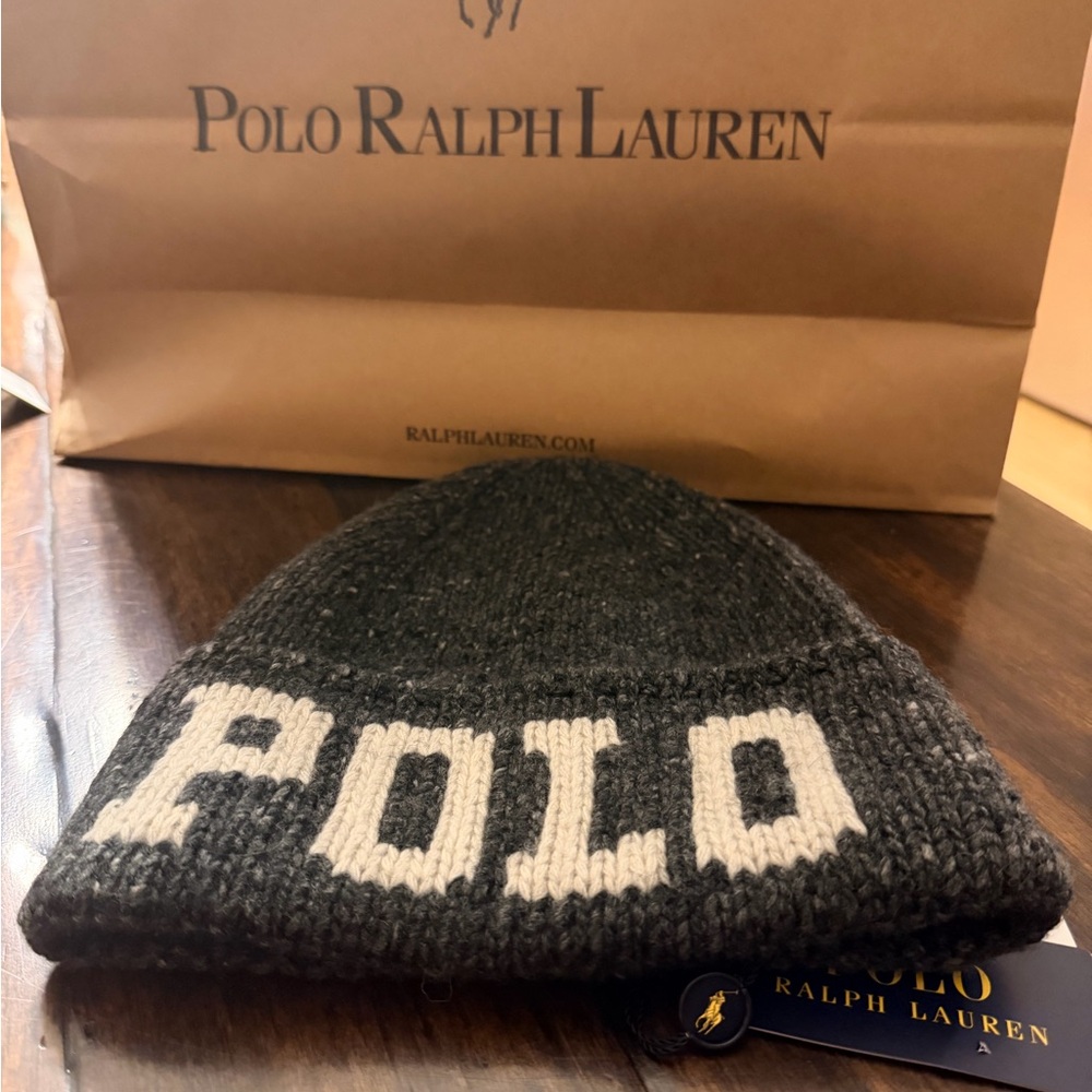 Polo Ralph Lauren Gray smart wool blend Knit Beanie